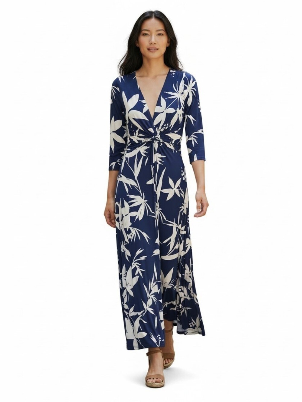 Eliza J Navy And White Wide Leg Jumpsuit Size 4